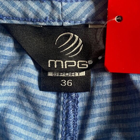 MPG Sport Shorts Men 36 NWT Hybrid Short For Land & Sea Blue Stripe Light Weight - Picture 11 of 14
